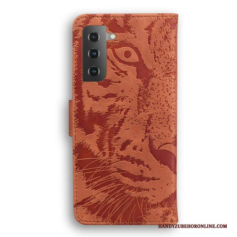 Folio Cover Samsung Galaxy S21 Plus 5G Stampa Faccia Di Tigre