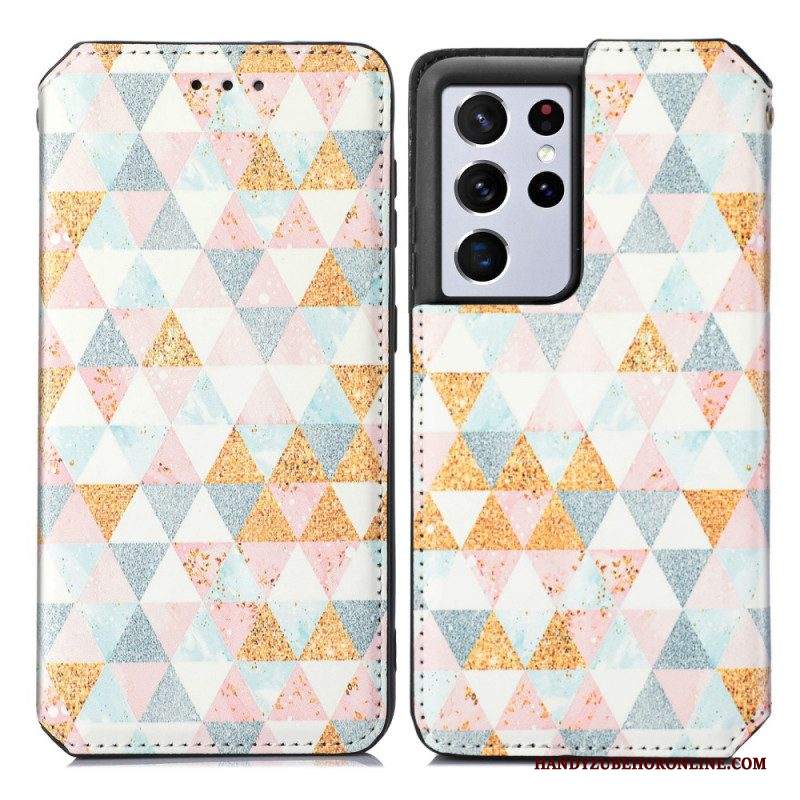 Folio Cover Samsung Galaxy S21 Ultra 5G Custodia in pelle Sorprendente Motivo Colorato