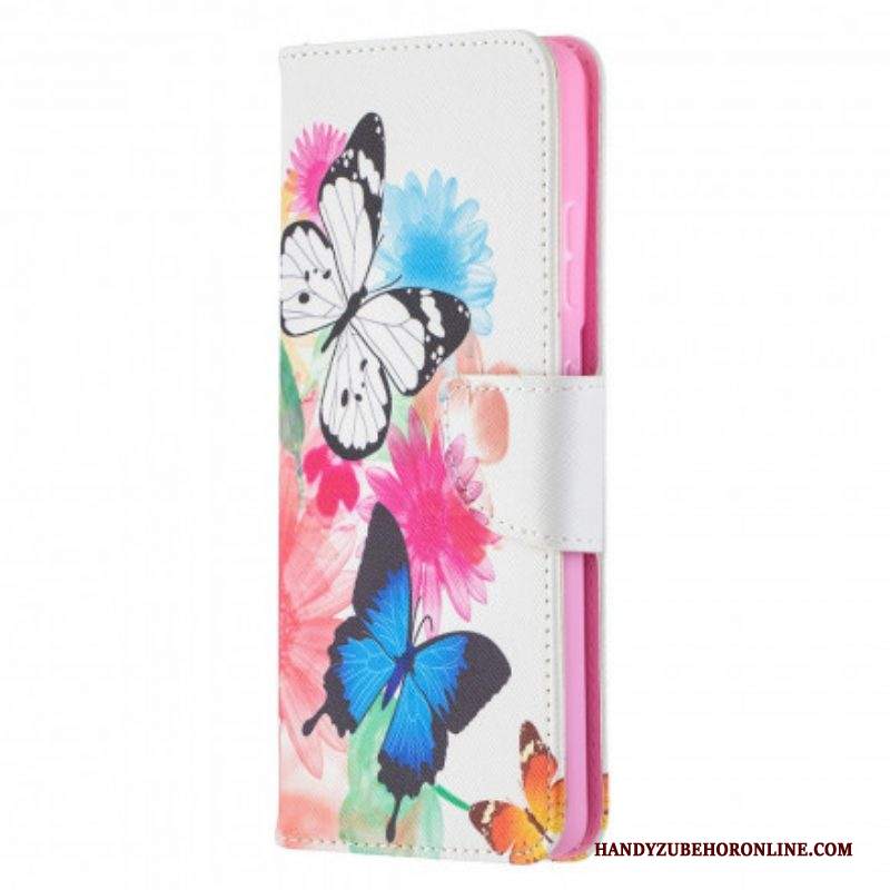 Folio Cover Samsung Galaxy S21 Ultra 5G Farfalle E Fiori Dipinti