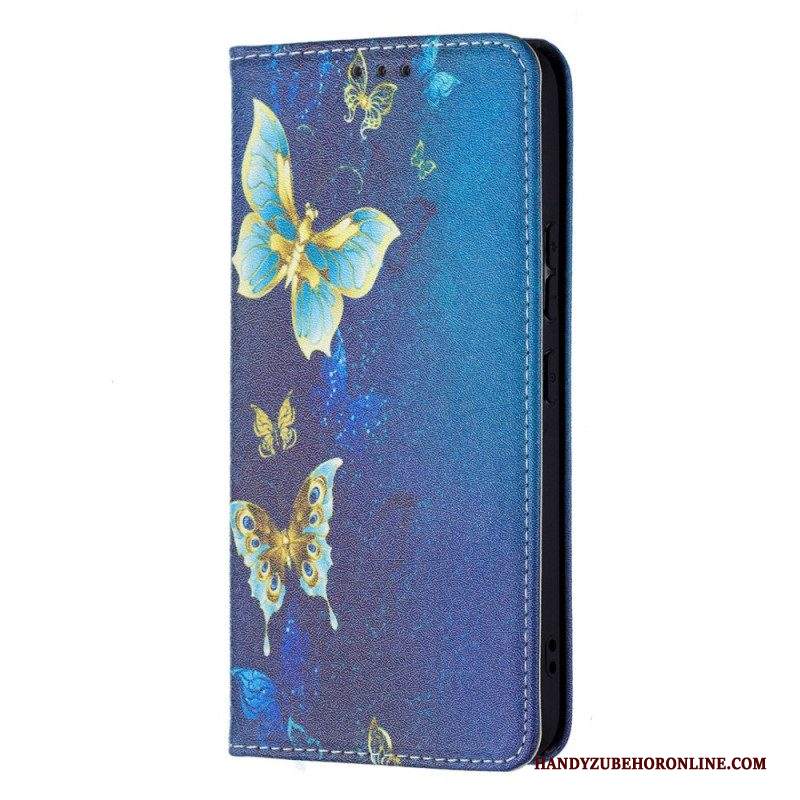 Folio Cover Samsung Galaxy S22 5G Custodia in pelle Farfalle Colorate