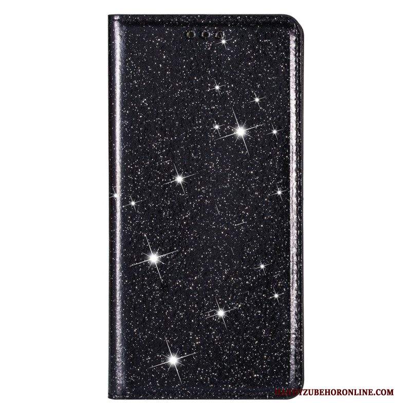 Folio Cover Samsung Galaxy S22 5G Custodia in pelle Stile Paillettes