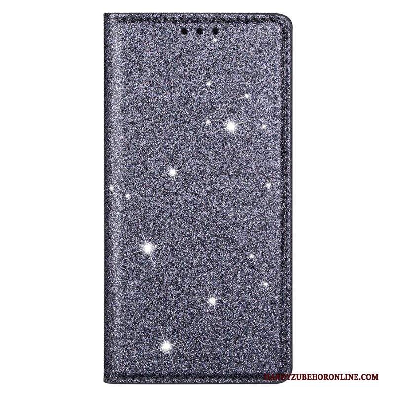 Folio Cover Samsung Galaxy S22 5G Custodia in pelle Stile Paillettes