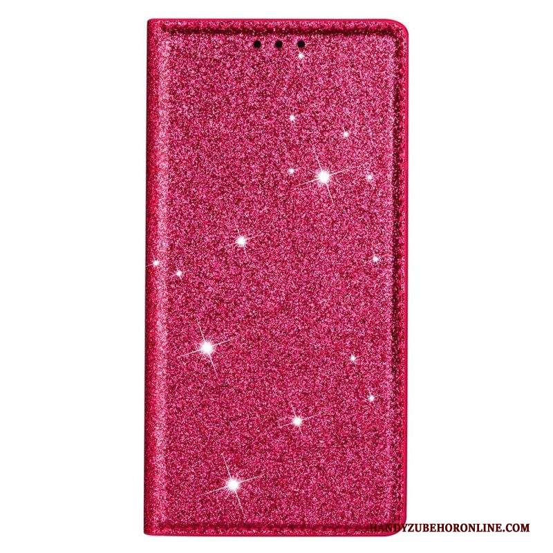 Folio Cover Samsung Galaxy S22 5G Custodia in pelle Stile Paillettes