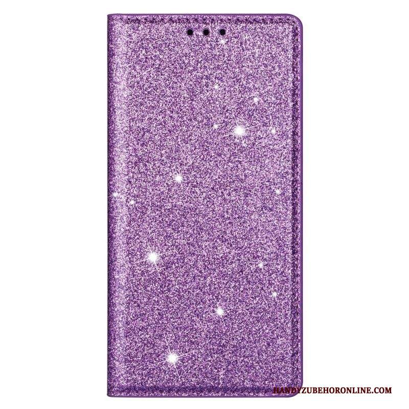 Folio Cover Samsung Galaxy S22 5G Custodia in pelle Stile Paillettes