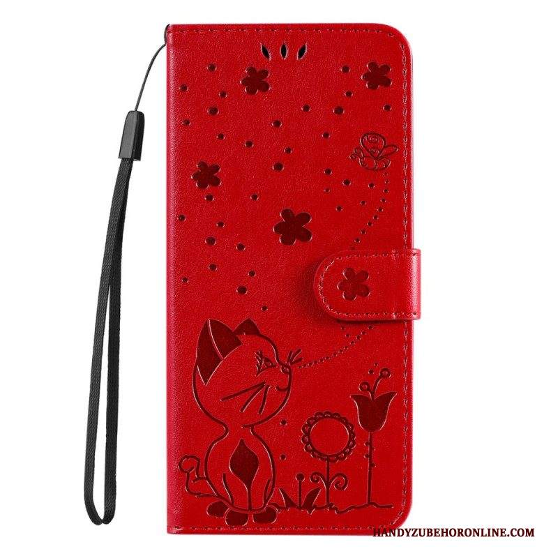 Folio Cover Samsung Galaxy S22 Plus 5G Gatto E Ape Con Cordino