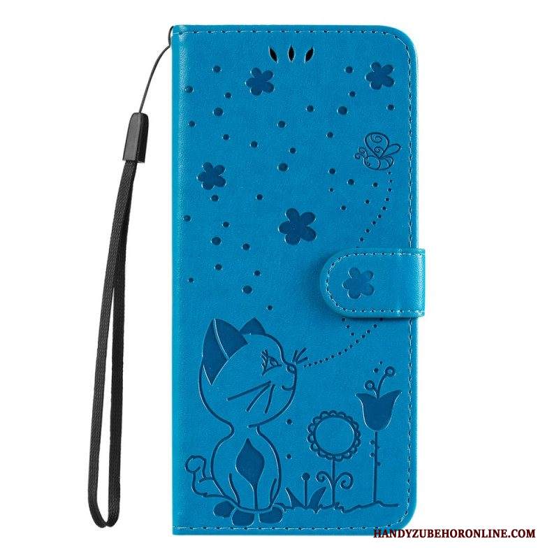 Folio Cover Samsung Galaxy S22 Plus 5G Gatto E Ape Con Cordino