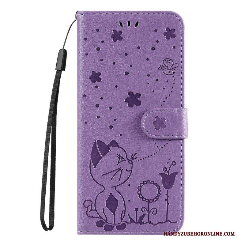 Folio Cover Samsung Galaxy S22 Plus 5G Gatto E Ape Con Cordino