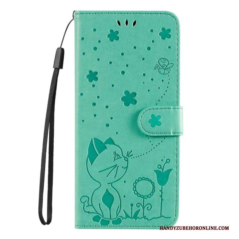 Folio Cover Samsung Galaxy S22 Plus 5G Gatto E Ape Con Cordino