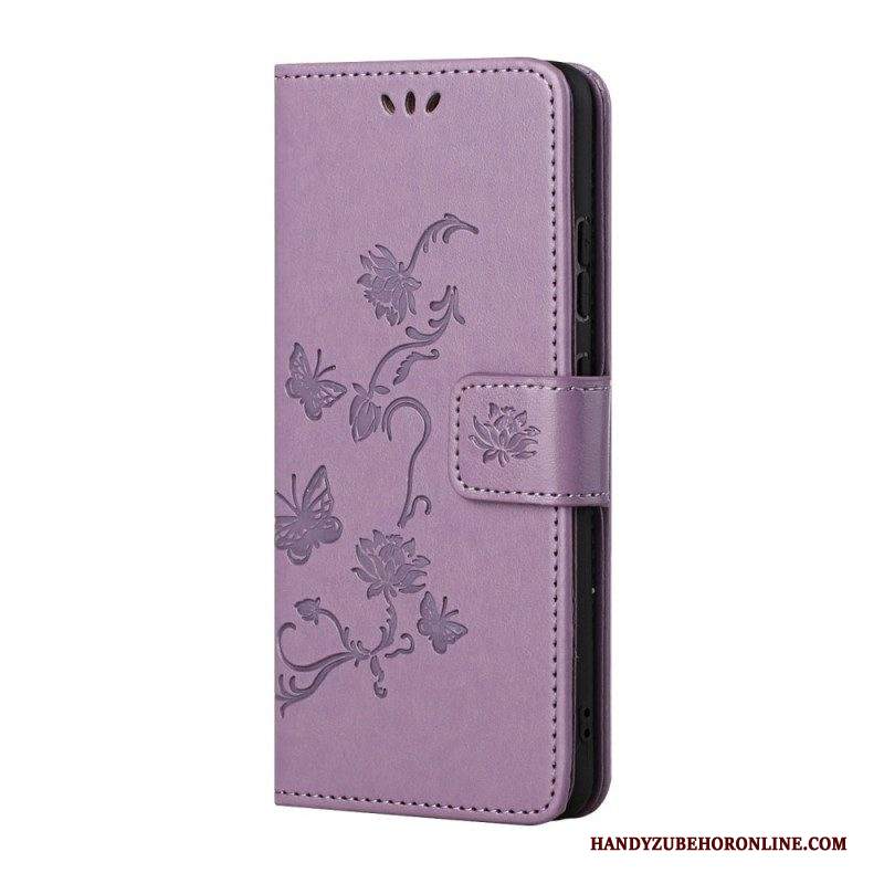 Folio Cover Samsung Galaxy S22 Plus 5G Perizoma Farfalle E Fiori