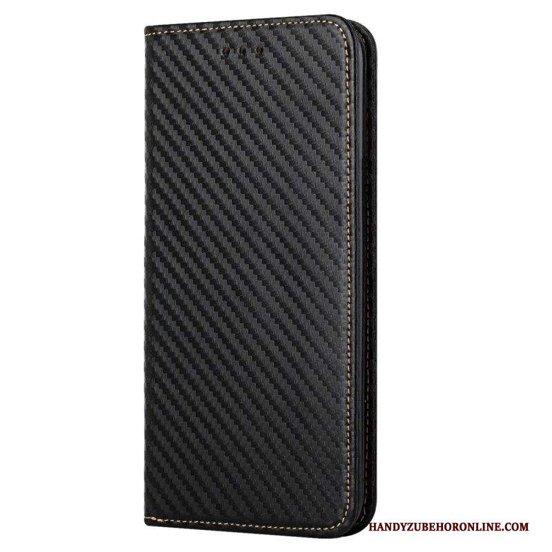 Folio Cover Samsung Galaxy S23 5G Custodia in pelle Stile In Fibra Di Carbonio Con Cinturino