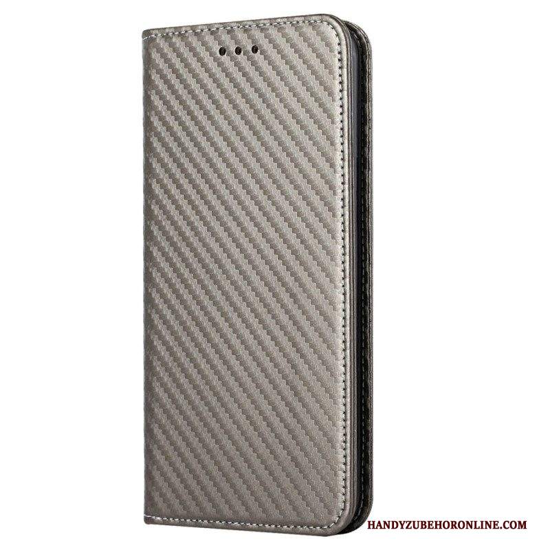 Folio Cover Samsung Galaxy S23 5G Custodia in pelle Stile In Fibra Di Carbonio Con Cinturino