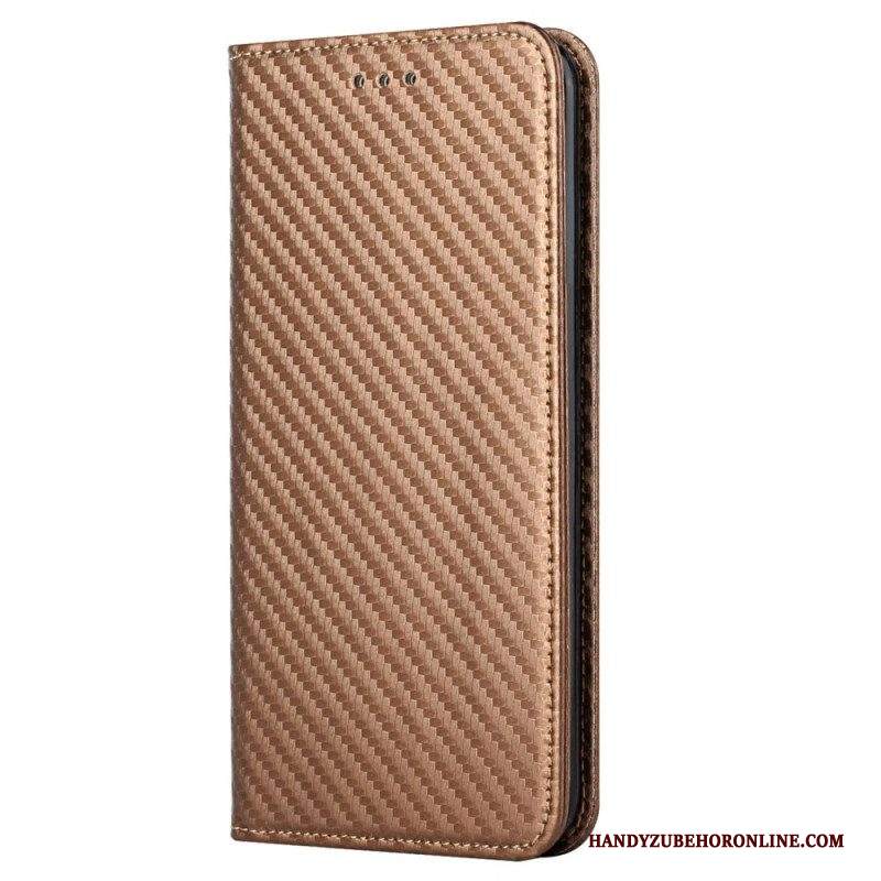 Folio Cover Samsung Galaxy S23 5G Custodia in pelle Stile In Fibra Di Carbonio Con Cinturino