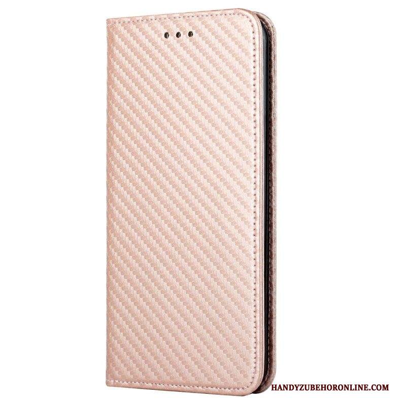 Folio Cover Samsung Galaxy S23 5G Custodia in pelle Stile In Fibra Di Carbonio Con Cinturino