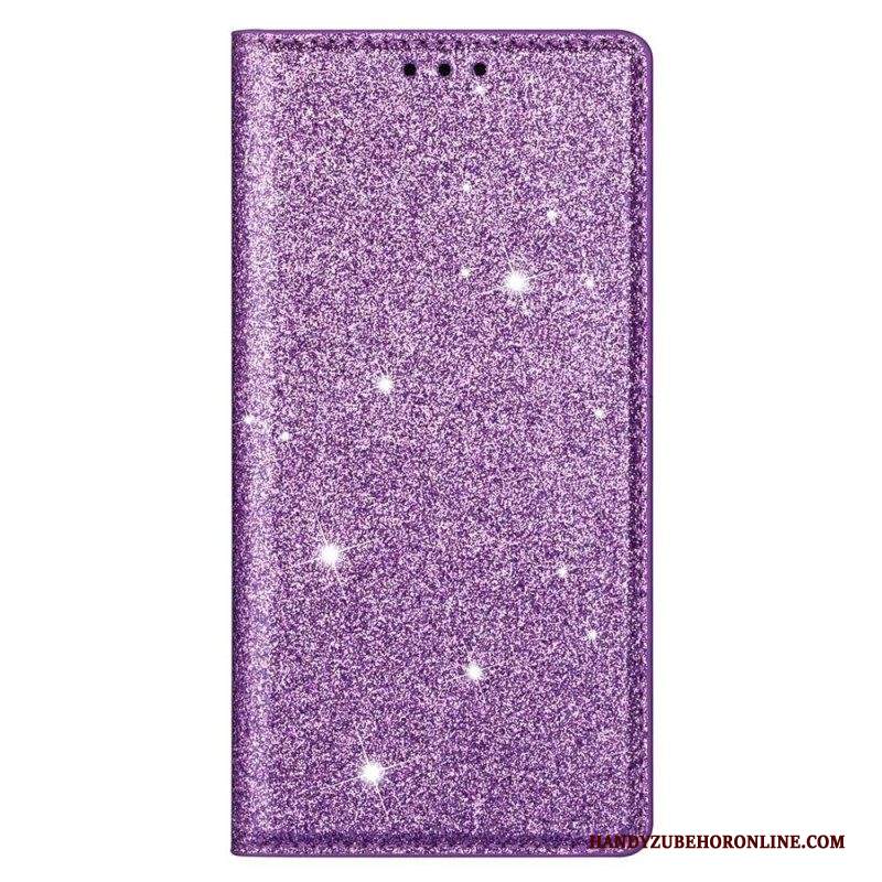 Folio Cover Samsung Galaxy S23 5G Custodia in pelle Stile Paillettes