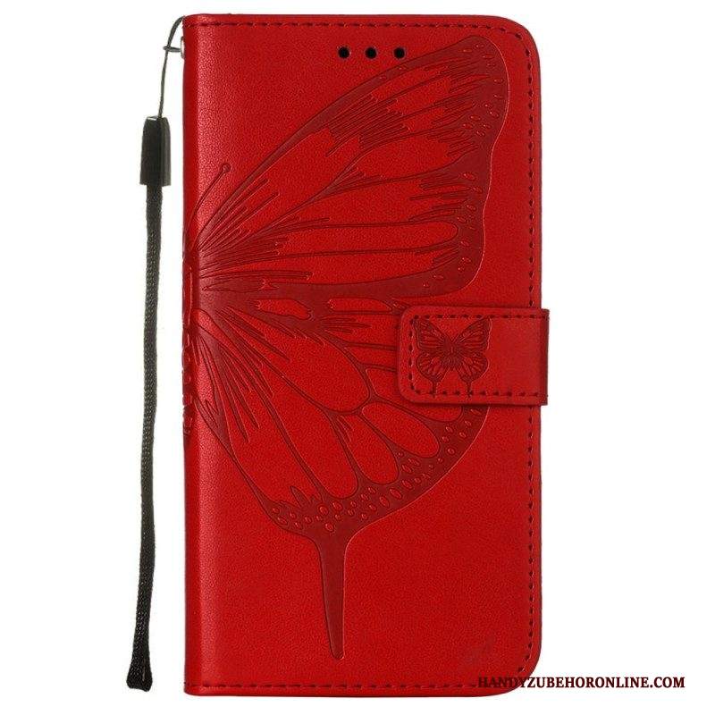 Folio Cover Samsung Galaxy S23 5G Design A Farfalla Con Cordino