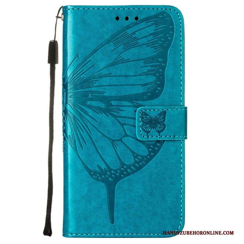 Folio Cover Samsung Galaxy S23 5G Design A Farfalla Con Cordino