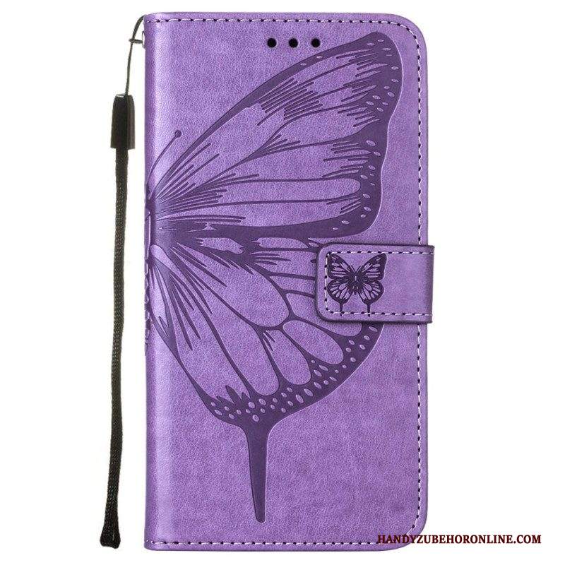 Folio Cover Samsung Galaxy S23 5G Design A Farfalla Con Cordino