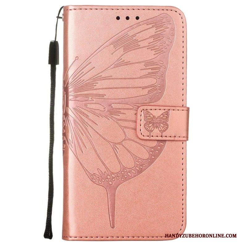 Folio Cover Samsung Galaxy S23 5G Design A Farfalla Con Cordino