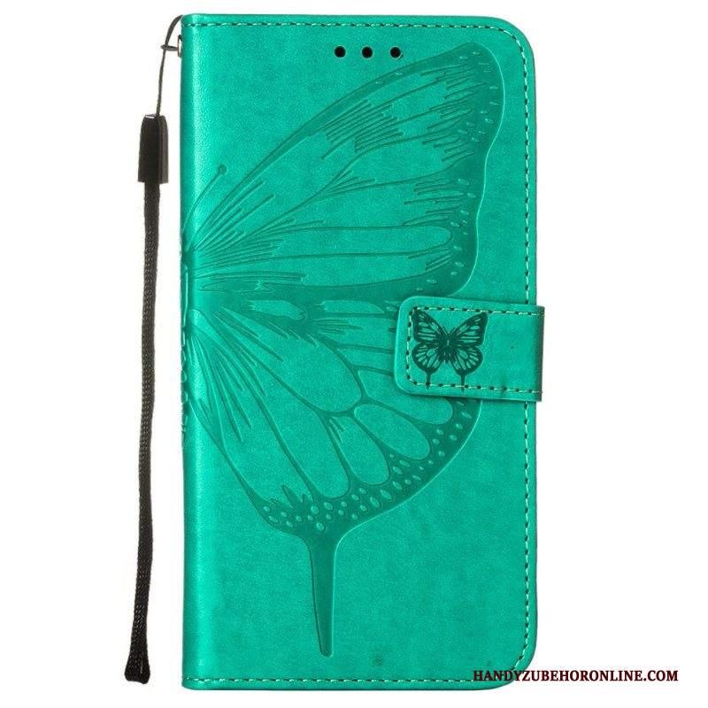 Folio Cover Samsung Galaxy S23 5G Design A Farfalla Con Cordino