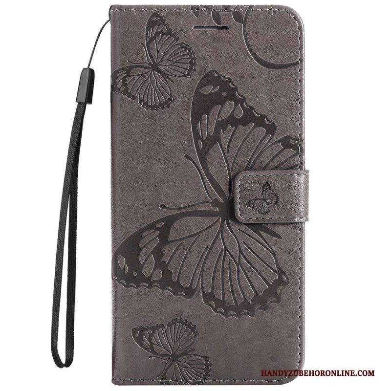 Folio Cover Samsung Galaxy S23 5G Farfalle Con Cinturino Gigante