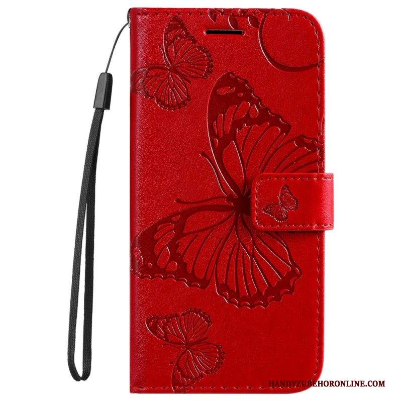 Folio Cover Samsung Galaxy S23 5G Farfalle Con Cinturino Gigante