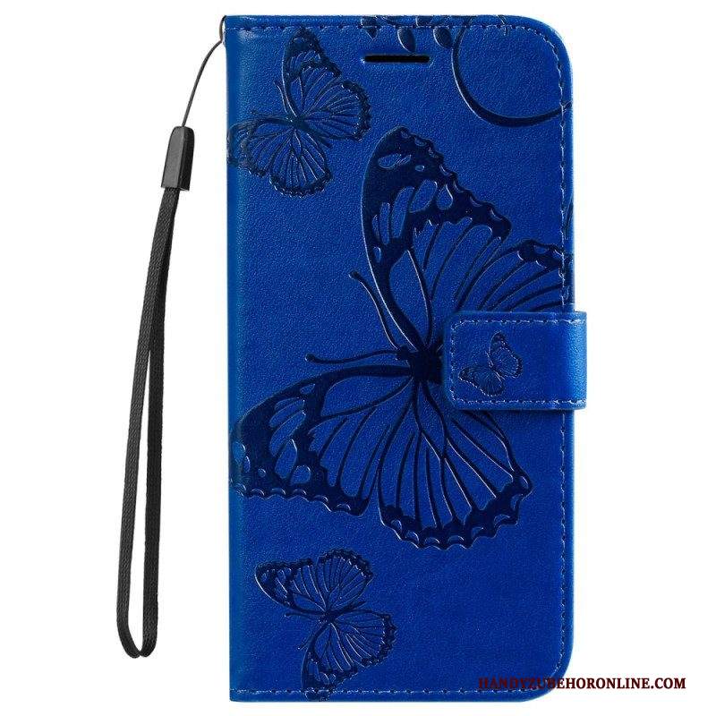 Folio Cover Samsung Galaxy S23 5G Farfalle Con Cinturino Gigante