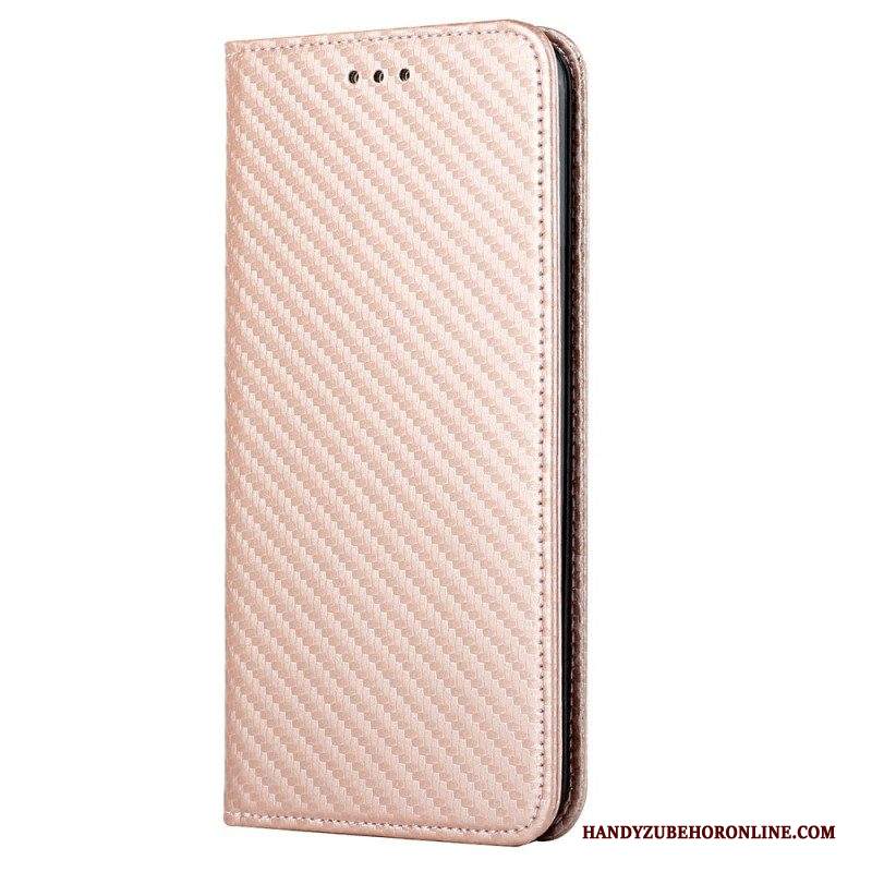 Folio Cover Samsung Galaxy S23 Plus 5G Custodia in pelle Stile In Fibra Di Carbonio Con Cinturino