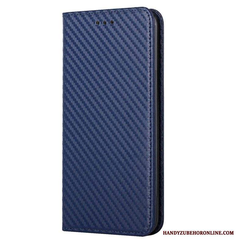 Folio Cover Samsung Galaxy S23 Plus 5G Custodia in pelle Stile In Fibra Di Carbonio Con Cinturino