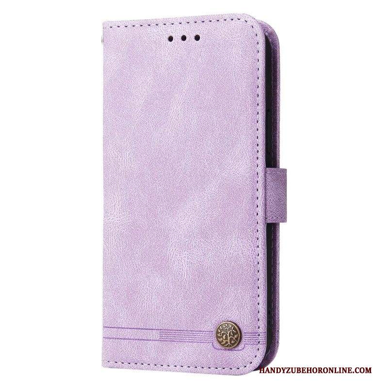 Folio Cover Samsung Galaxy S23 Plus 5G Stile In Pelle Con Rivetto Decorativo