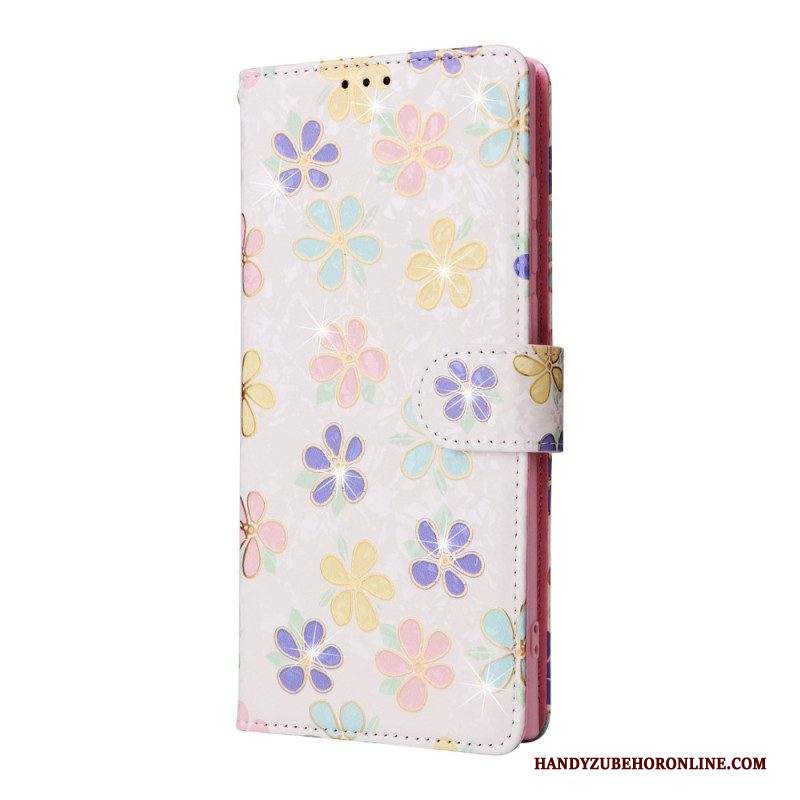 Folio Cover Samsung Galaxy S23 Ultra 5G Fiori Rfid Con Cordino