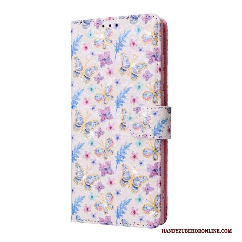 Folio Cover Samsung Galaxy S23 Ultra 5G Fiori Rfid Con Cordino