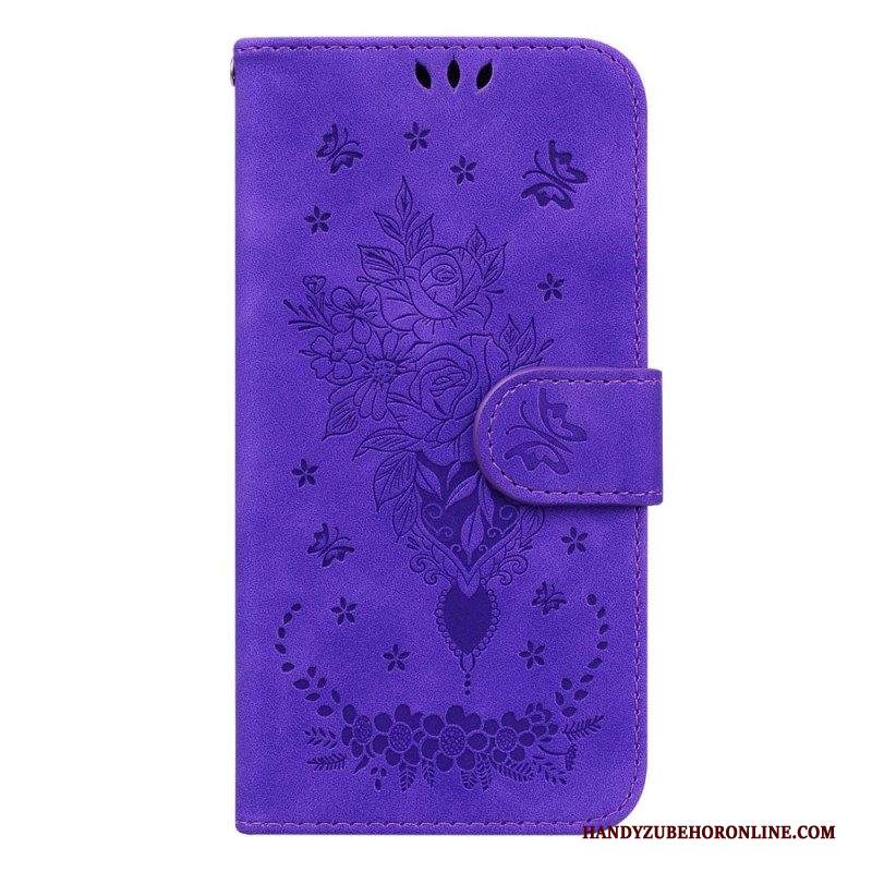 Folio Cover Samsung Galaxy S23 Ultra 5G Strappy Rose E Farfalle