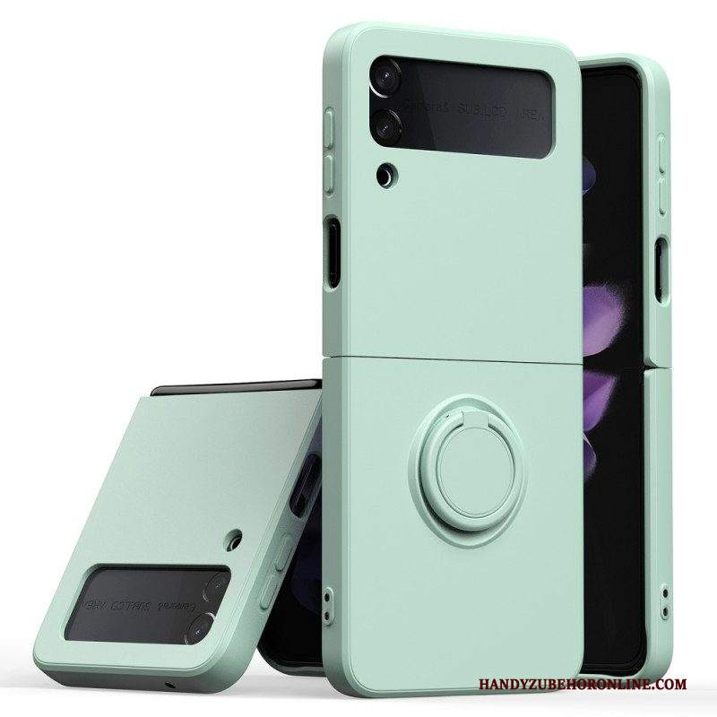 Folio Cover Samsung Galaxy Z Flip 3 5G Custodia in pelle Accoppia Con Il Supporto Dell'anello