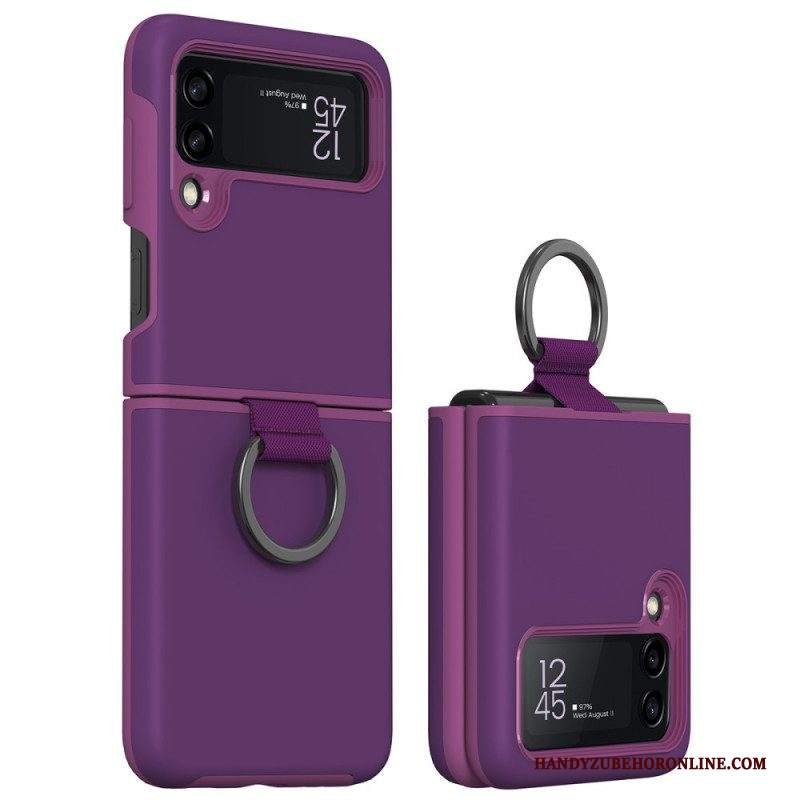 Folio Cover Samsung Galaxy Z Flip 3 5G Custodia in pelle Design Di Supporto Dell'anello Gkk