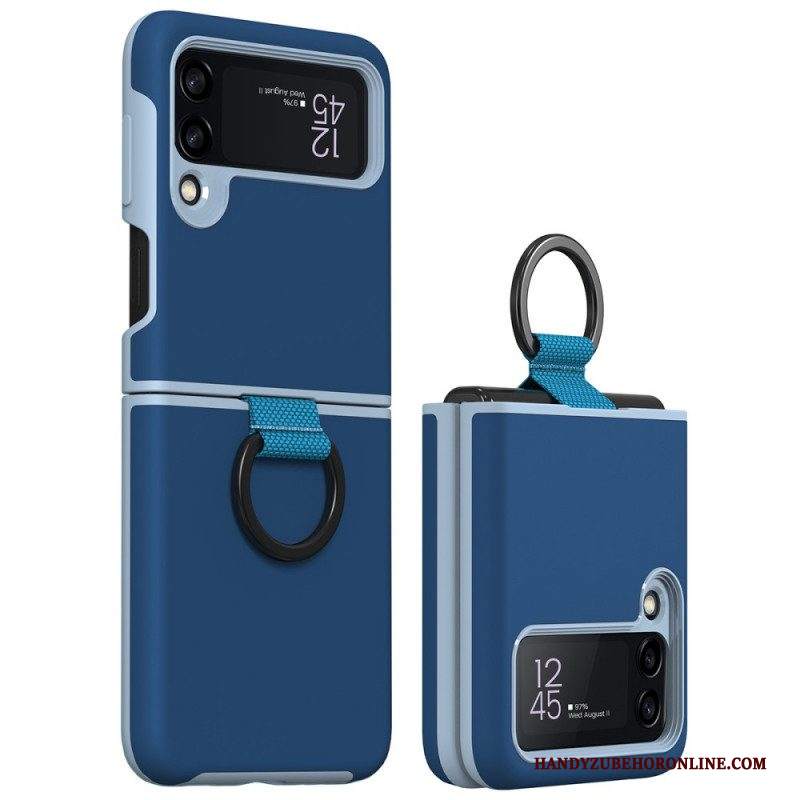 Folio Cover Samsung Galaxy Z Flip 3 5G Custodia in pelle Design Di Supporto Dell'anello Gkk