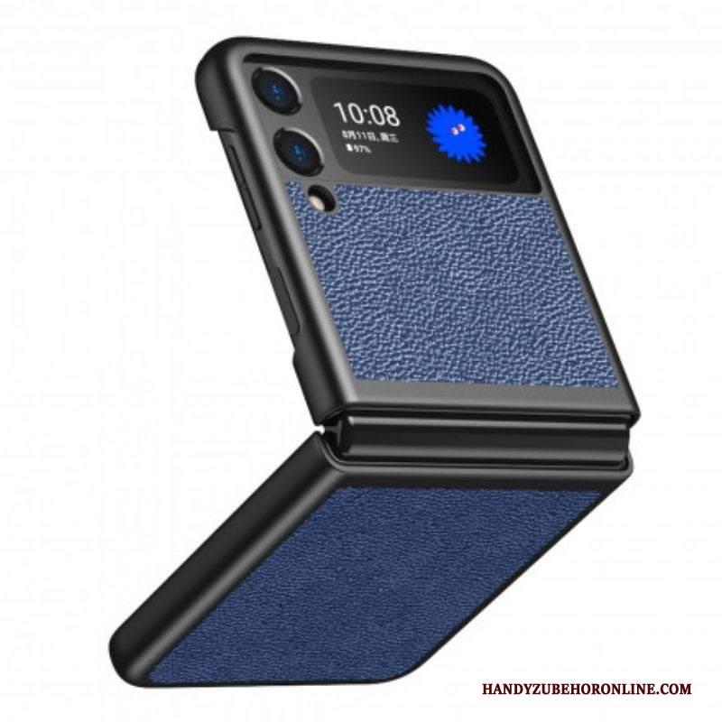 Folio Cover Samsung Galaxy Z Flip 3 5G Custodia in pelle Design In Pelle Stile