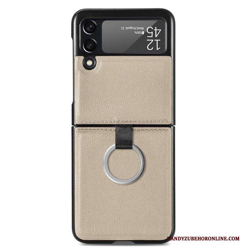 Folio Cover Samsung Galaxy Z Flip 3 5G Custodia in pelle Effetto Pelle Con Anello