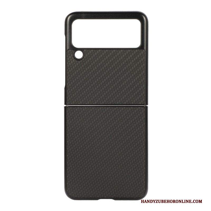 Folio Cover Samsung Galaxy Z Flip 3 5G Custodia in pelle Fibra Di Carbonio