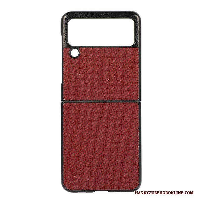 Folio Cover Samsung Galaxy Z Flip 3 5G Custodia in pelle Fibra Di Carbonio