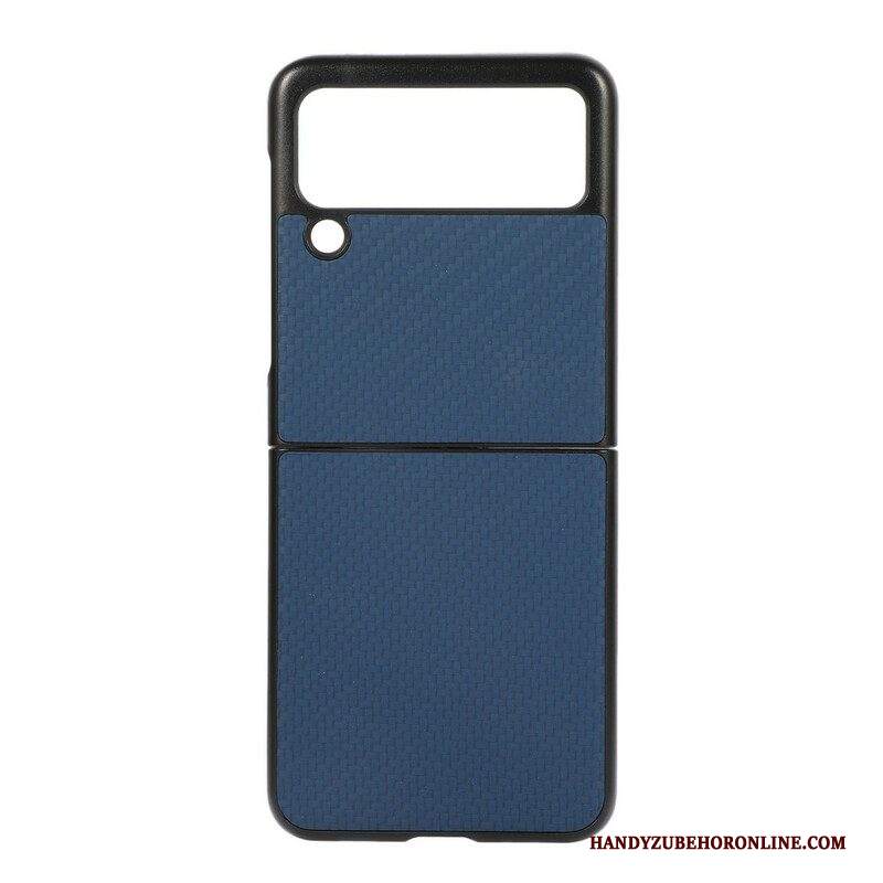 Folio Cover Samsung Galaxy Z Flip 3 5G Custodia in pelle Fibra Di Carbonio