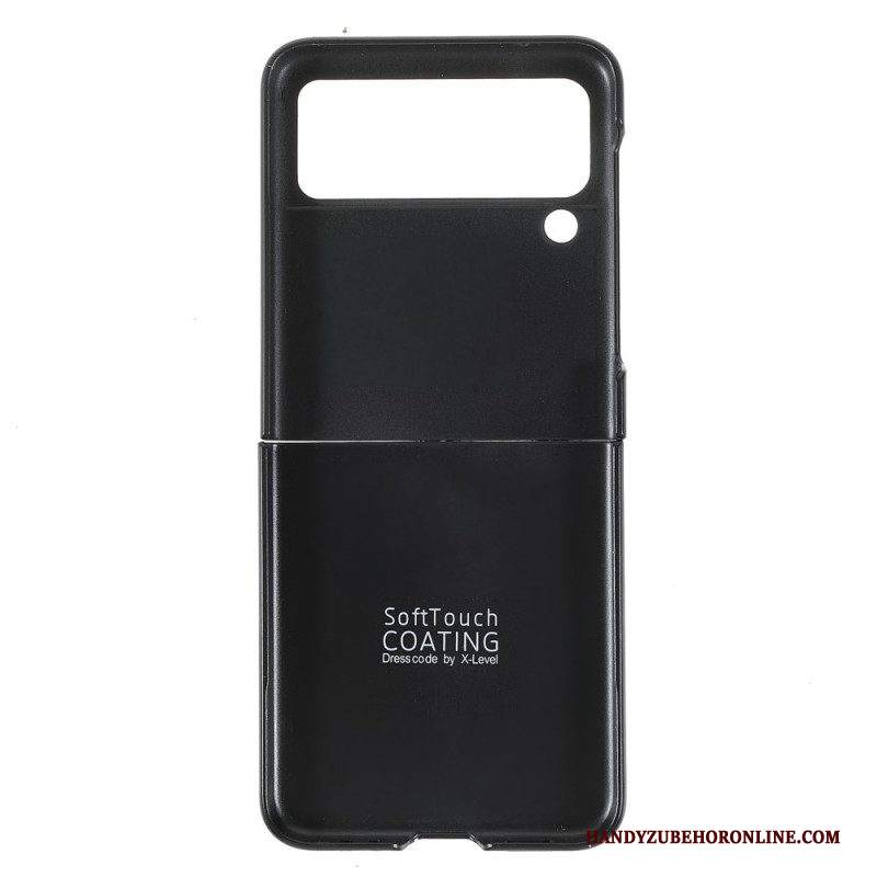 Folio Cover Samsung Galaxy Z Flip 3 5G Custodia in pelle Fibra Di Carbonio X-level