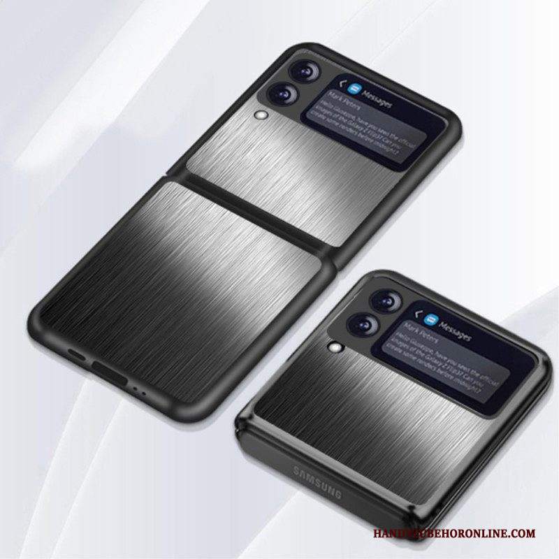 Folio Cover Samsung Galaxy Z Flip 3 5G Custodia in pelle Inossidabile Spazzolato