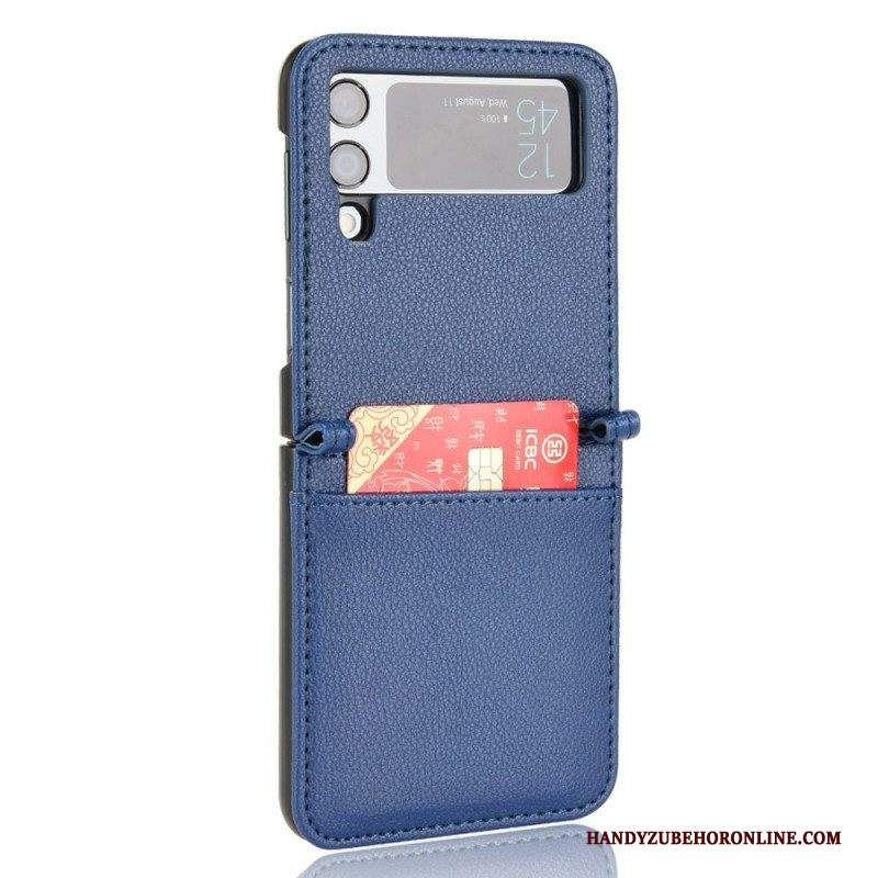 Folio Cover Samsung Galaxy Z Flip 3 5G Custodia in pelle Portacarte In Pelle Stile Litchi