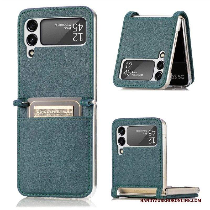 Folio Cover Samsung Galaxy Z Flip 3 5G Custodia in pelle Portacarte In Pelle Texture