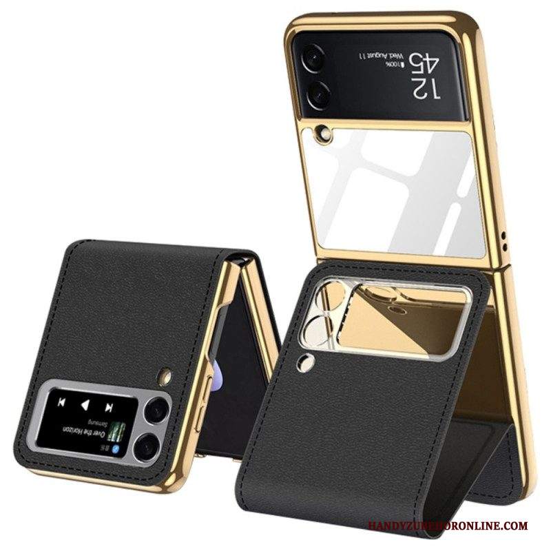 Folio Cover Samsung Galaxy Z Flip 3 5G Custodia in pelle Specchio E Supporto Rimovibile