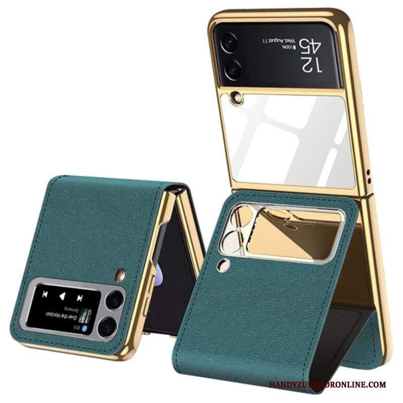 Folio Cover Samsung Galaxy Z Flip 3 5G Custodia in pelle Specchio E Supporto Rimovibile