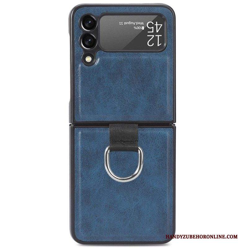 Folio Cover Samsung Galaxy Z Flip 3 5G Custodia in pelle Stile Vintage In Pelle Con Anello