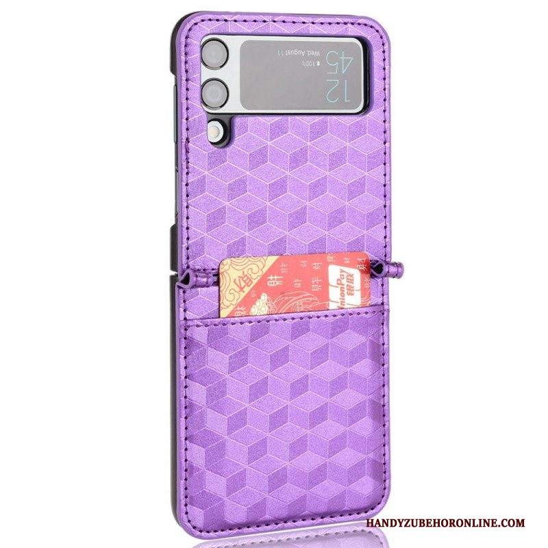 Folio Cover Samsung Galaxy Z Flip 3 5G Custodia in pelle Titolare Della Carta Di Design 3d