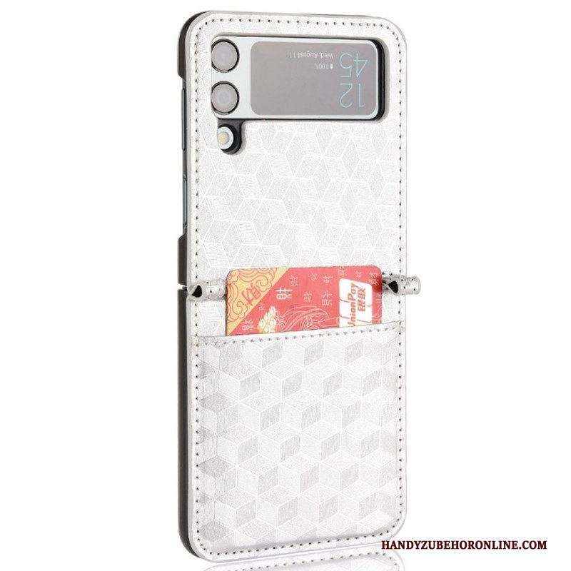 Folio Cover Samsung Galaxy Z Flip 3 5G Custodia in pelle Titolare Della Carta Di Design 3d