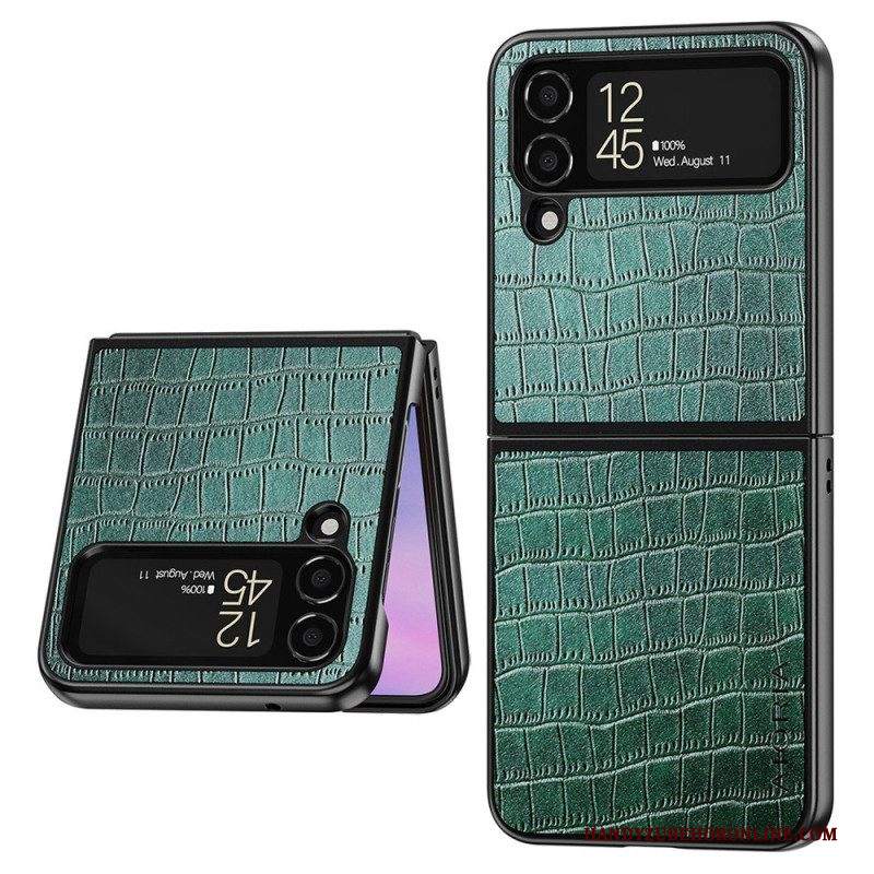 Folio Cover Samsung Galaxy Z Flip 4 Custodia in pelle Aioria Coccodrillo